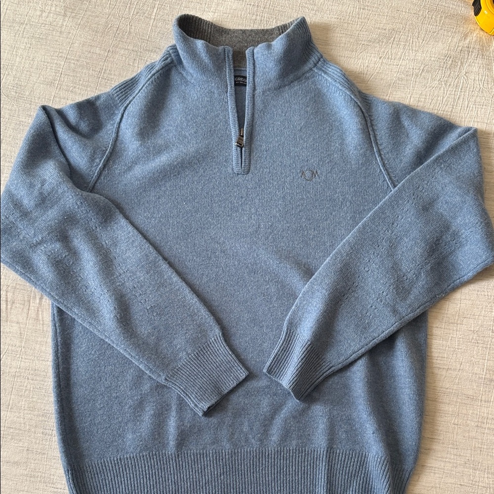 McGregor Men's Light‎ Blue 1/4 Zip Ribbed Trim Knit Sweater Pullover Size M